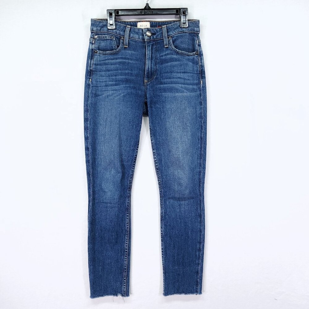 Alice + Olivia AO LA You Look Good Jeans 24 Denim Blue Stretch Tapered Leg